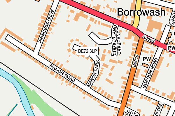 DE72 3LP map - OS OpenMap – Local (Ordnance Survey)