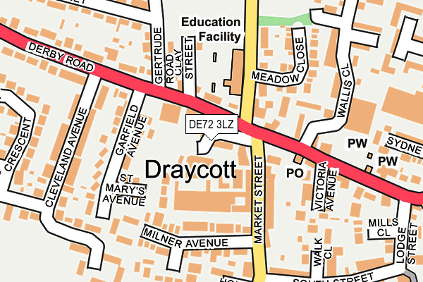 DE72 3LZ map - OS OpenMap – Local (Ordnance Survey)