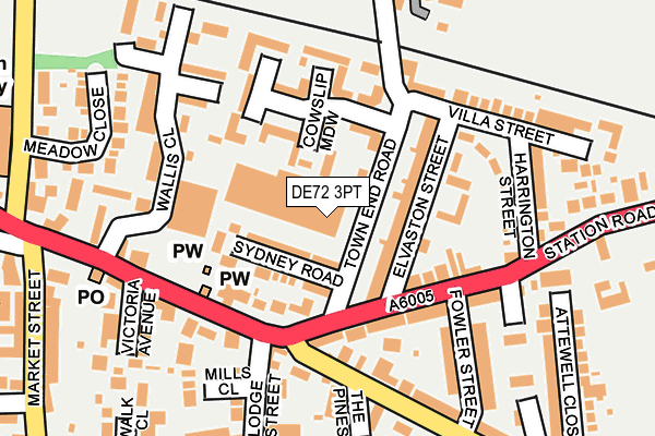 DE72 3PT map - OS OpenMap – Local (Ordnance Survey)