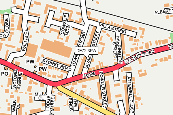 DE72 3PW map - OS OpenMap – Local (Ordnance Survey)