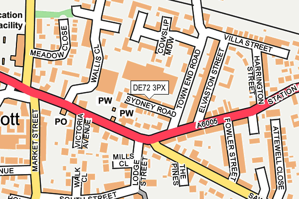 DE72 3PX map - OS OpenMap – Local (Ordnance Survey)