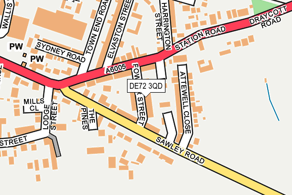 DE72 3QD map - OS OpenMap – Local (Ordnance Survey)