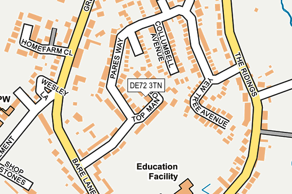 DE72 3TN map - OS OpenMap – Local (Ordnance Survey)
