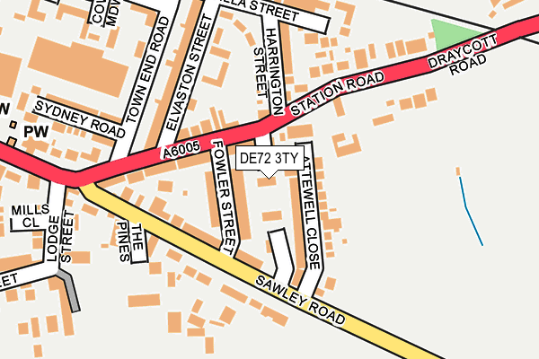 DE72 3TY map - OS OpenMap – Local (Ordnance Survey)