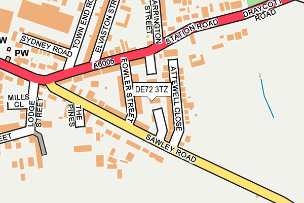 DE72 3TZ map - OS OpenMap – Local (Ordnance Survey)