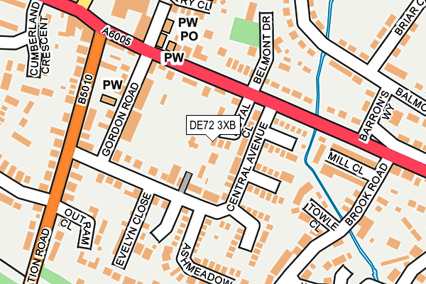 DE72 3XB map - OS OpenMap – Local (Ordnance Survey)