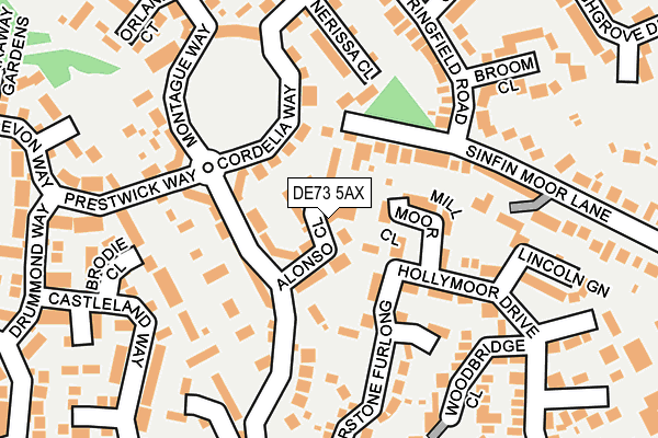 DE73 5AX map - OS OpenMap – Local (Ordnance Survey)