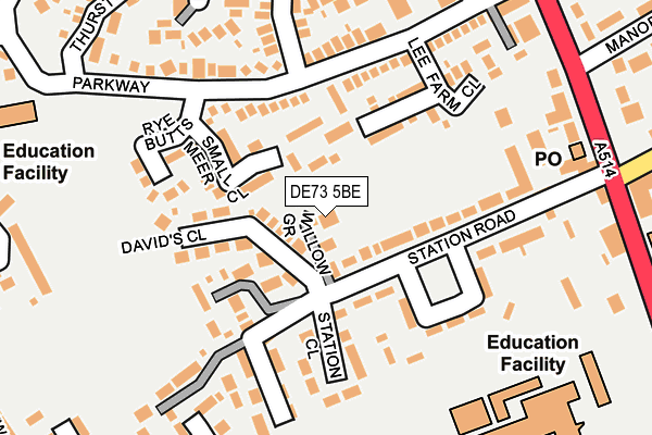 DE73 5BE map - OS OpenMap – Local (Ordnance Survey)