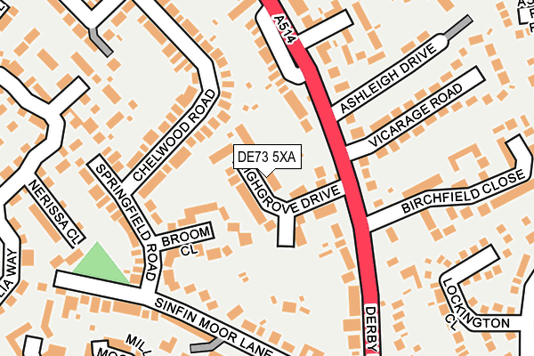 DE73 5XA map - OS OpenMap – Local (Ordnance Survey)