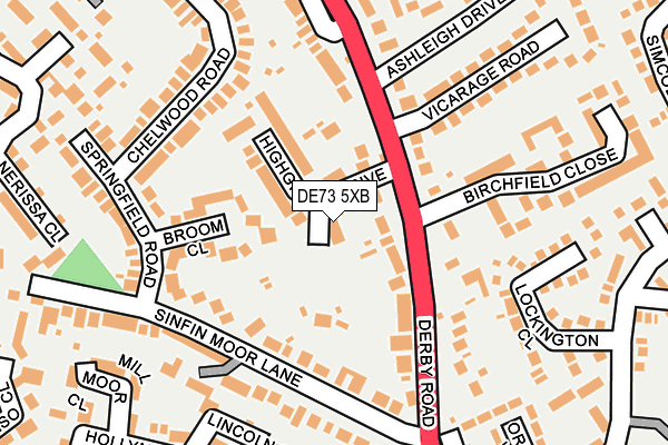 DE73 5XB map - OS OpenMap – Local (Ordnance Survey)