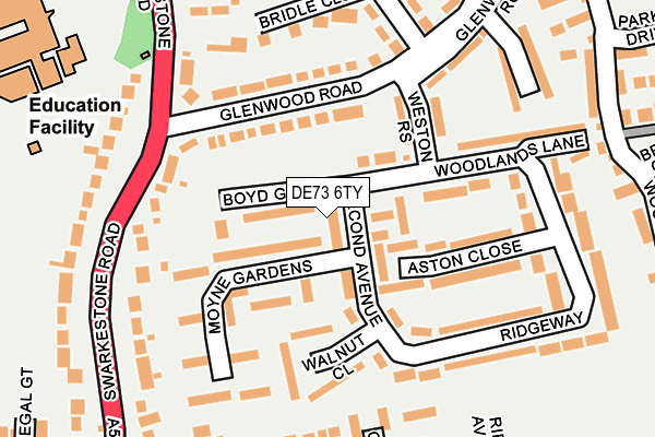 DE73 6TY map - OS OpenMap – Local (Ordnance Survey)