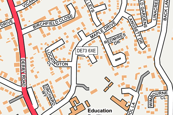 DE73 6XE map - OS OpenMap – Local (Ordnance Survey)