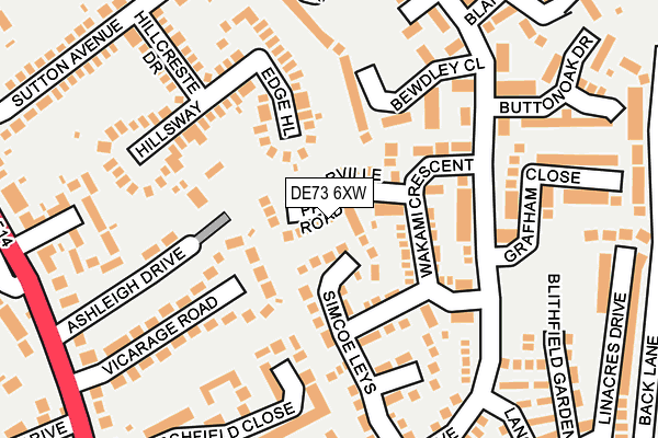 DE73 6XW map - OS OpenMap – Local (Ordnance Survey)
