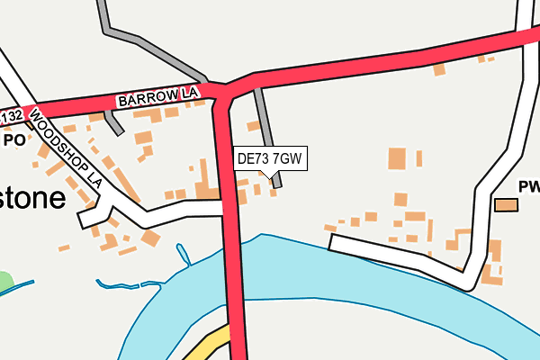 DE73 7GW map - OS OpenMap – Local (Ordnance Survey)