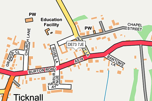 DE73 7JE map - OS OpenMap – Local (Ordnance Survey)