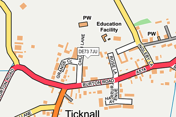 DE73 7JU map - OS OpenMap – Local (Ordnance Survey)