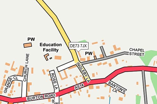 DE73 7JX map - OS OpenMap – Local (Ordnance Survey)