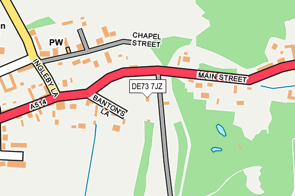 DE73 7JZ map - OS OpenMap – Local (Ordnance Survey)