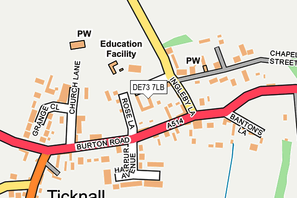 DE73 7LB map - OS OpenMap – Local (Ordnance Survey)