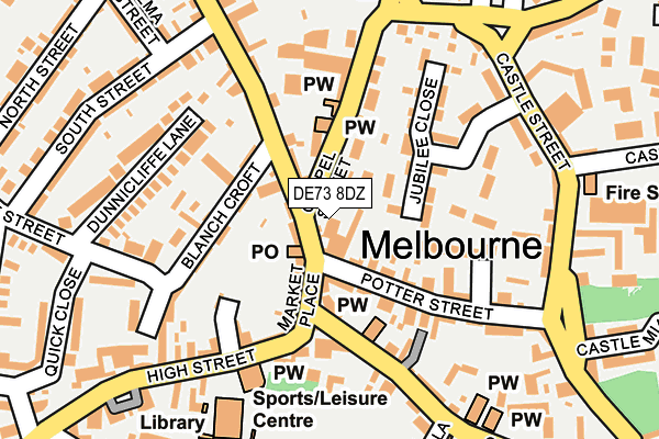 DE73 8DZ map - OS OpenMap – Local (Ordnance Survey)