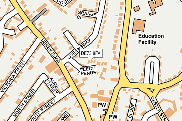 DE73 8FA map - OS OpenMap – Local (Ordnance Survey)