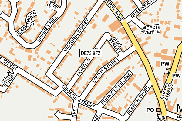 DE73 8FZ map - OS OpenMap – Local (Ordnance Survey)