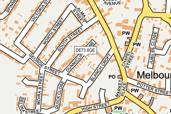 DE73 8GE map - OS OpenMap – Local (Ordnance Survey)