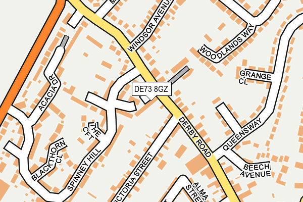 DE73 8GZ map - OS OpenMap – Local (Ordnance Survey)