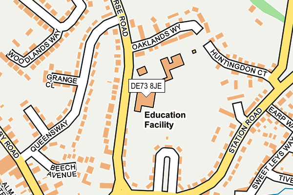 DE73 8JE map - OS OpenMap – Local (Ordnance Survey)