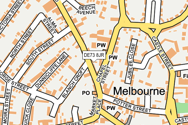 DE73 8JR map - OS OpenMap – Local (Ordnance Survey)