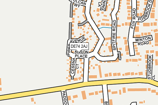 DE74 2AJ map - OS OpenMap – Local (Ordnance Survey)