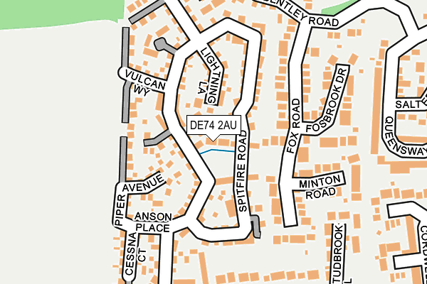 DE74 2AU map - OS OpenMap – Local (Ordnance Survey)
