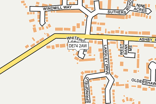 DE74 2AW map - OS OpenMap – Local (Ordnance Survey)