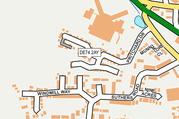 DE74 2AY map - OS OpenMap – Local (Ordnance Survey)