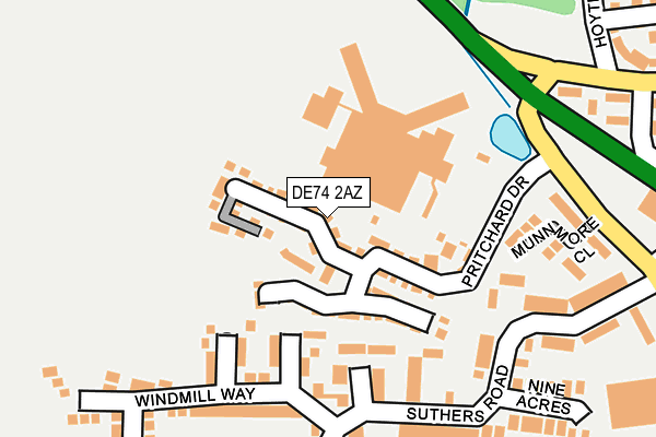DE74 2AZ map - OS OpenMap – Local (Ordnance Survey)