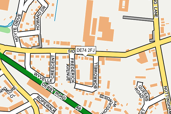 DE74 2FJ map - OS OpenMap – Local (Ordnance Survey)