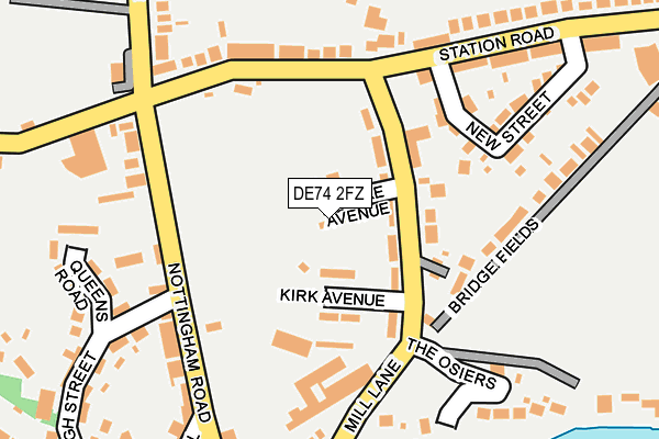 DE74 2FZ map - OS OpenMap – Local (Ordnance Survey)