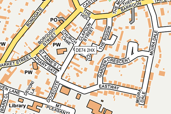 DE74 2HX map - OS OpenMap – Local (Ordnance Survey)