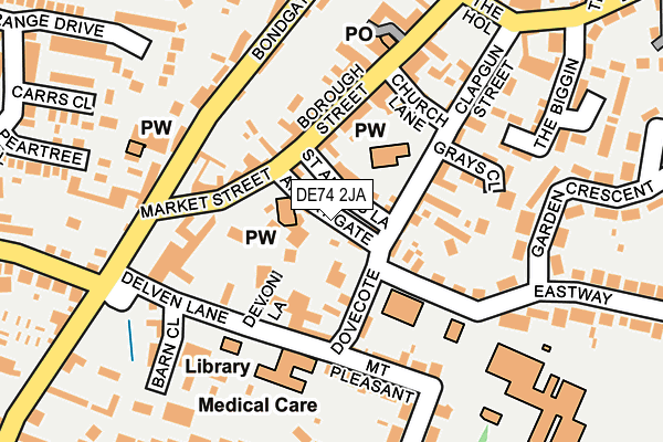 DE74 2JA map - OS OpenMap – Local (Ordnance Survey)