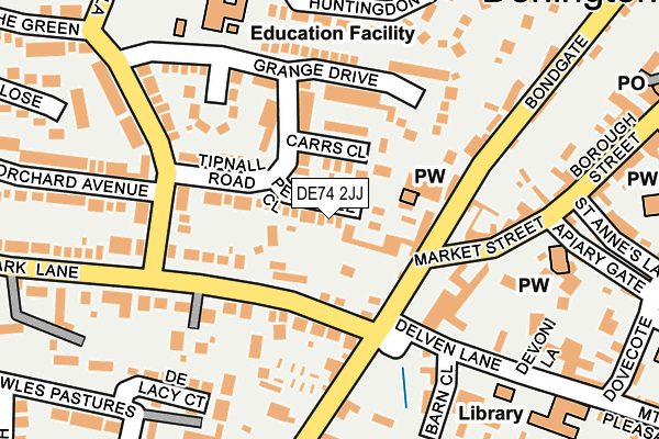 DE74 2JJ map - OS OpenMap – Local (Ordnance Survey)
