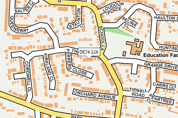 DE74 2JX map - OS OpenMap – Local (Ordnance Survey)