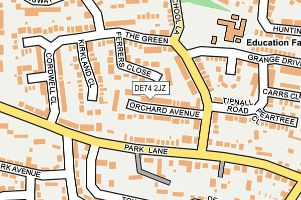 DE74 2JZ map - OS OpenMap – Local (Ordnance Survey)