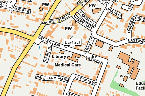 DE74 2LJ map - OS OpenMap – Local (Ordnance Survey)