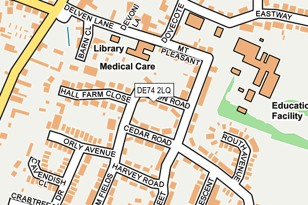 DE74 2LQ map - OS OpenMap – Local (Ordnance Survey)