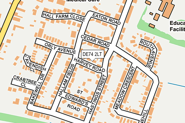 DE74 2LT map - OS OpenMap – Local (Ordnance Survey)