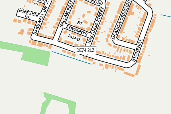 DE74 2LZ map - OS OpenMap – Local (Ordnance Survey)