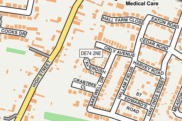 DE74 2NE map - OS OpenMap – Local (Ordnance Survey)