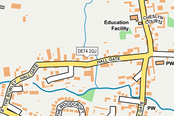 DE74 2QJ map - OS OpenMap – Local (Ordnance Survey)