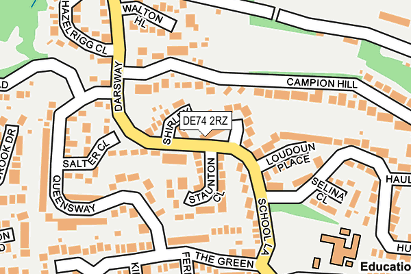 DE74 2RZ map - OS OpenMap – Local (Ordnance Survey)