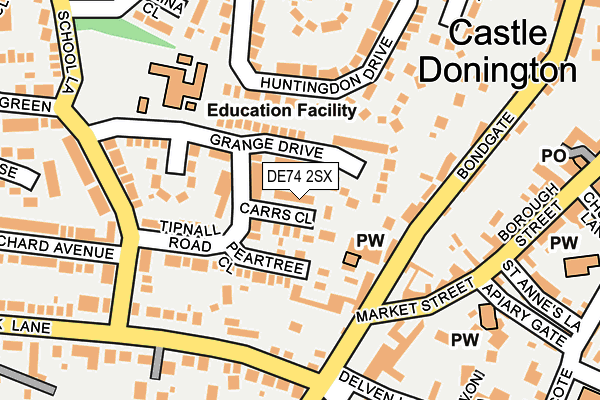 DE74 2SX map - OS OpenMap – Local (Ordnance Survey)
